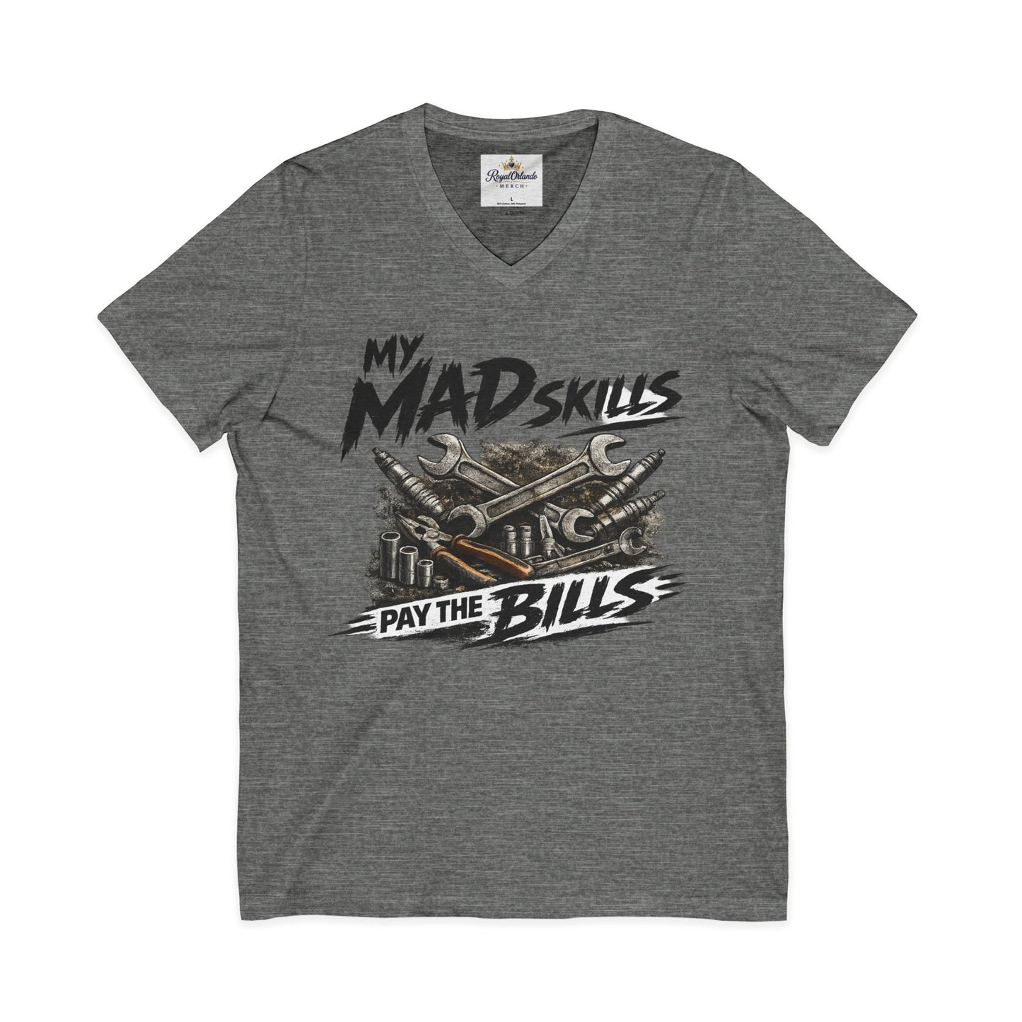 My Mad Skills Pay the Bills shirt | V-neck Tee, Mechanic Wrench Design