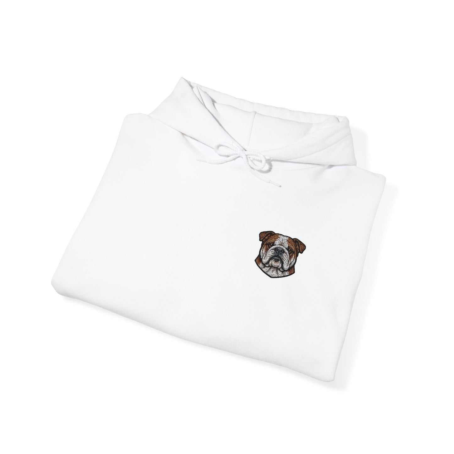 English Bulldog embroidered design on hooded sweatshirt