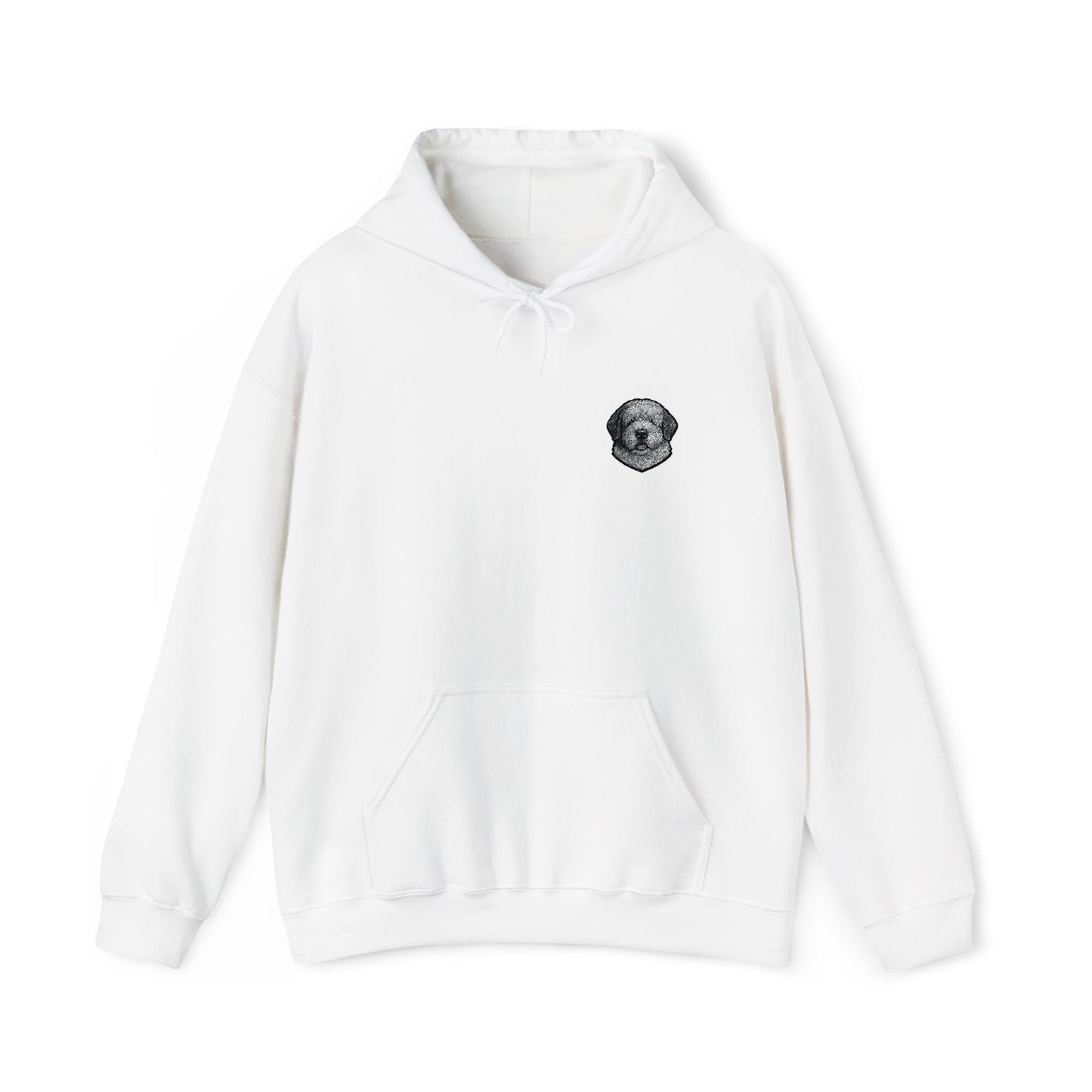 Old English Sheepdog embroidered design on hooded sweatshirt