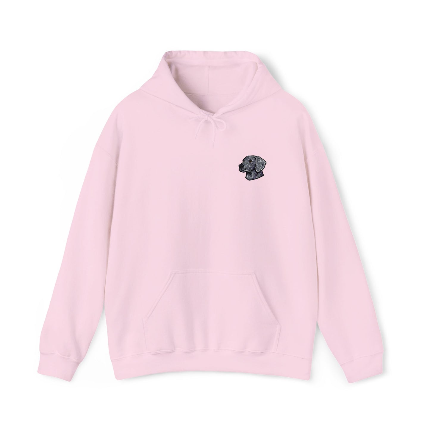 Weimaraner embroidered design on hooded sweatshirt