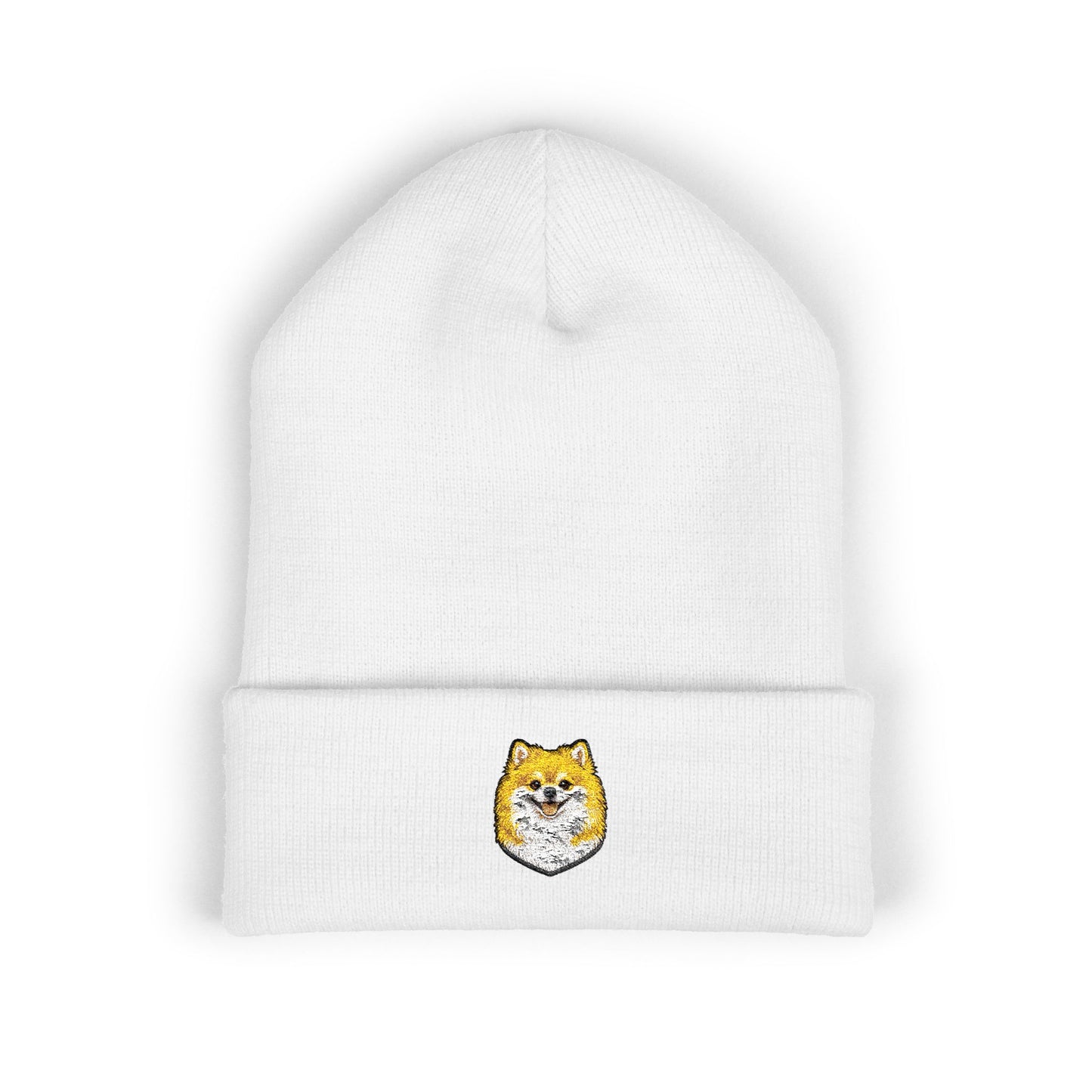Pomeranian Embroidered Beanie | Cuffed Knit Hat
