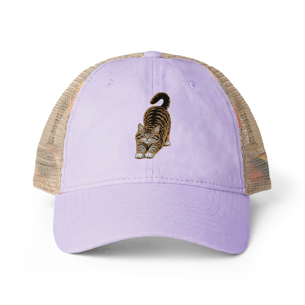 American Shorthair Embroidered Cat Women's Washed Mesh-Back Cap