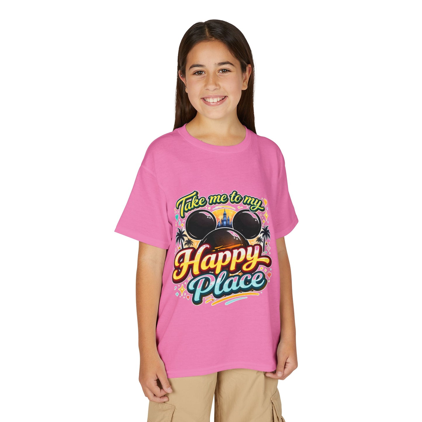 Take Me To My Happy Place Youth T-Shirt | Mickey Ears Sunset Theme