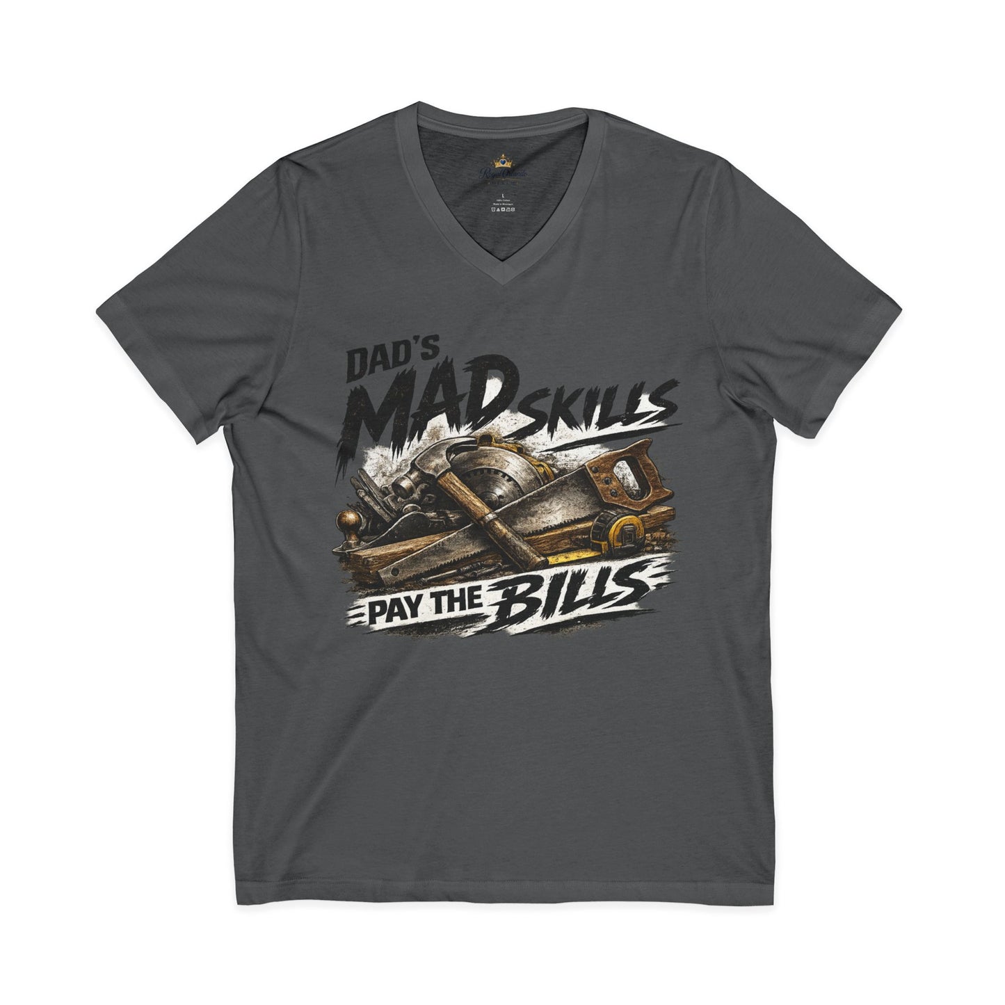 Dad's Mad Skills Pay The Bills V-Neck T-Shirt | Tool Belt Graphic Tee