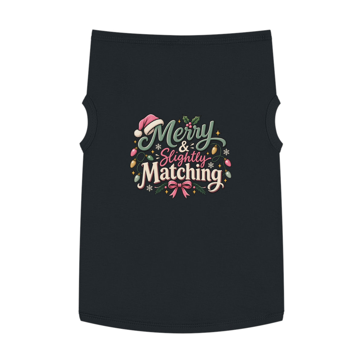 Merry & Slightly Matching Pet Tank Top — Holiday Dog Tee- Part of friends or family matching holiday tee set