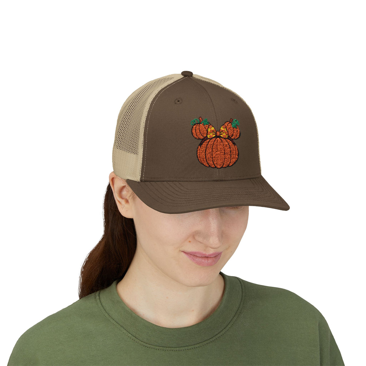 Fall Pumpkin Trio Snapback Cap | Autumn Harvest Embroidered Trucker Hat