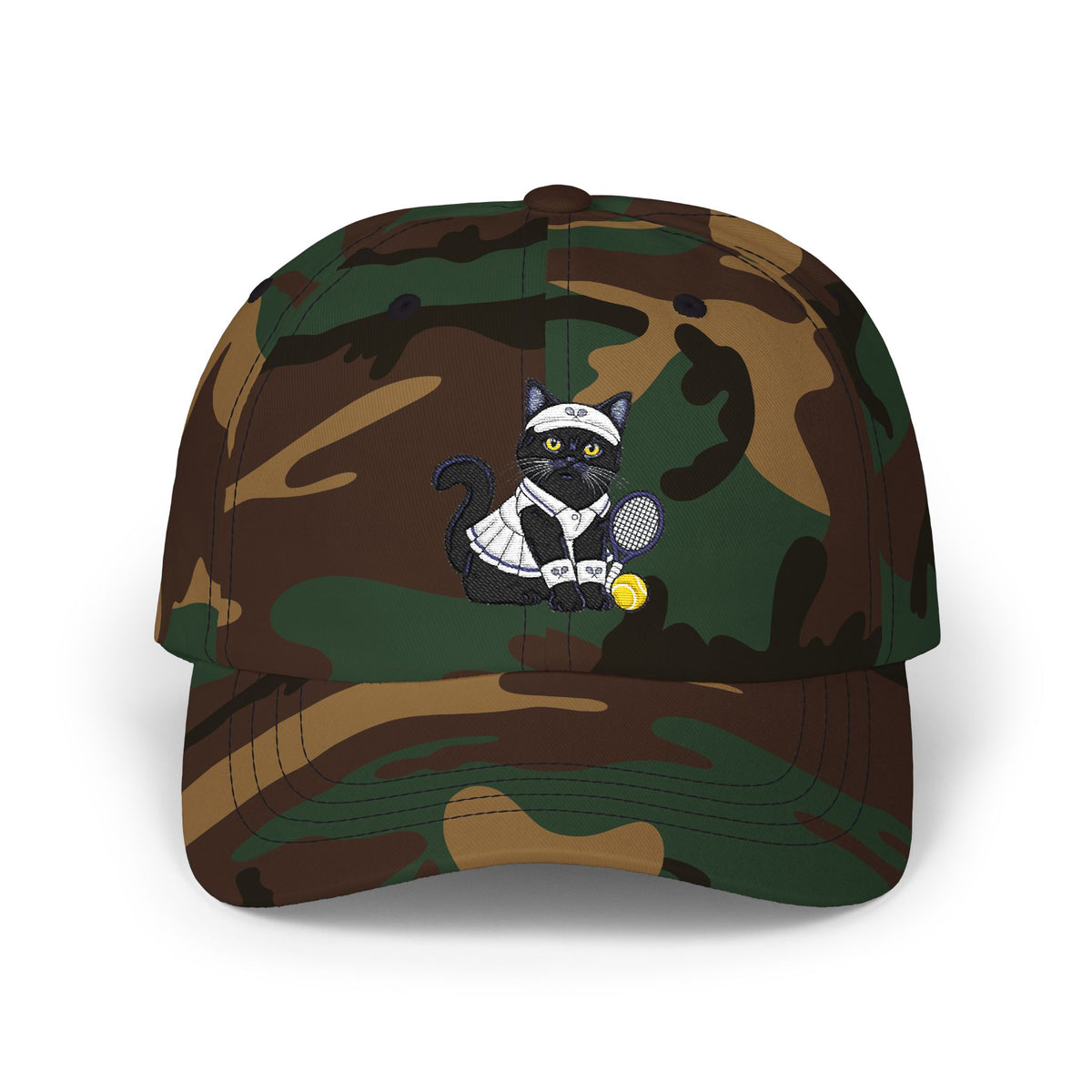 Black Cat Pickle Ball Embroidery Classic Dad Cap