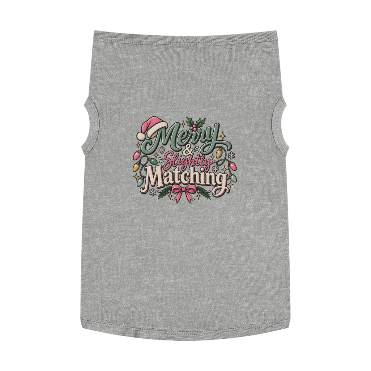 Merry & Slightly Matching Pet Tank Top — Holiday Dog Tee- Part of friends or family matching holiday tee set