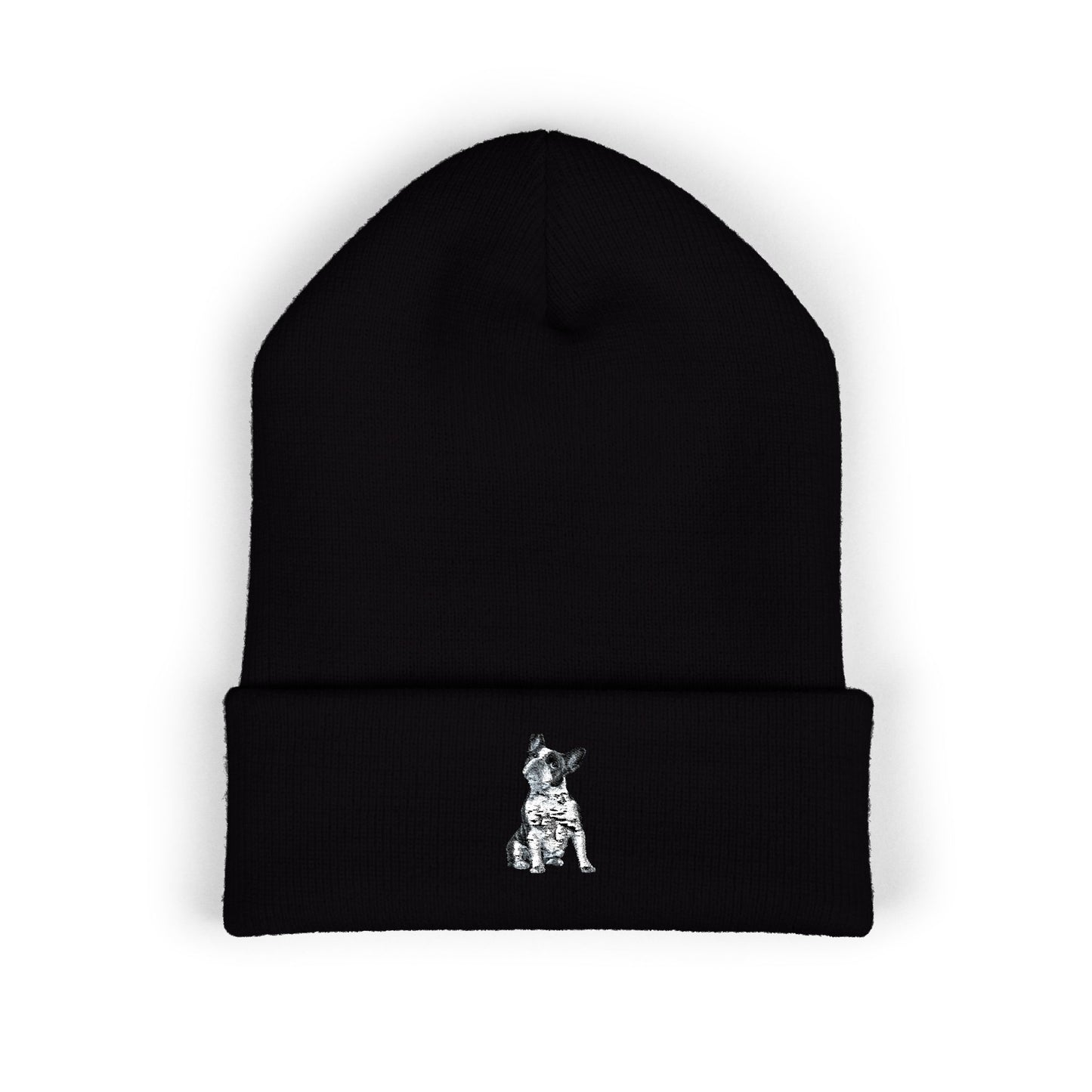 French Bulldog Embroidered Beanie | Cuffed Knit Hat