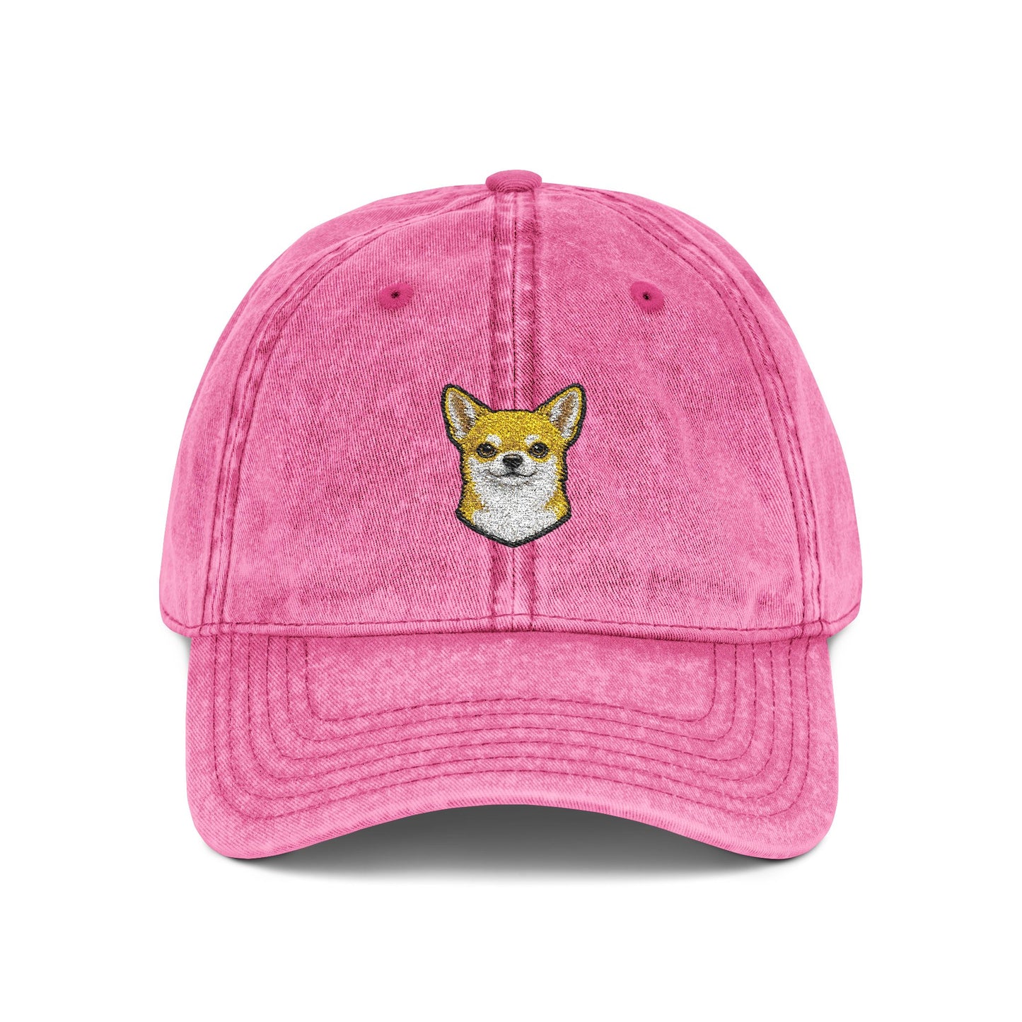 Embroidered Chihuahua Dog Face Cap | Vintage Washed Baseball Hat