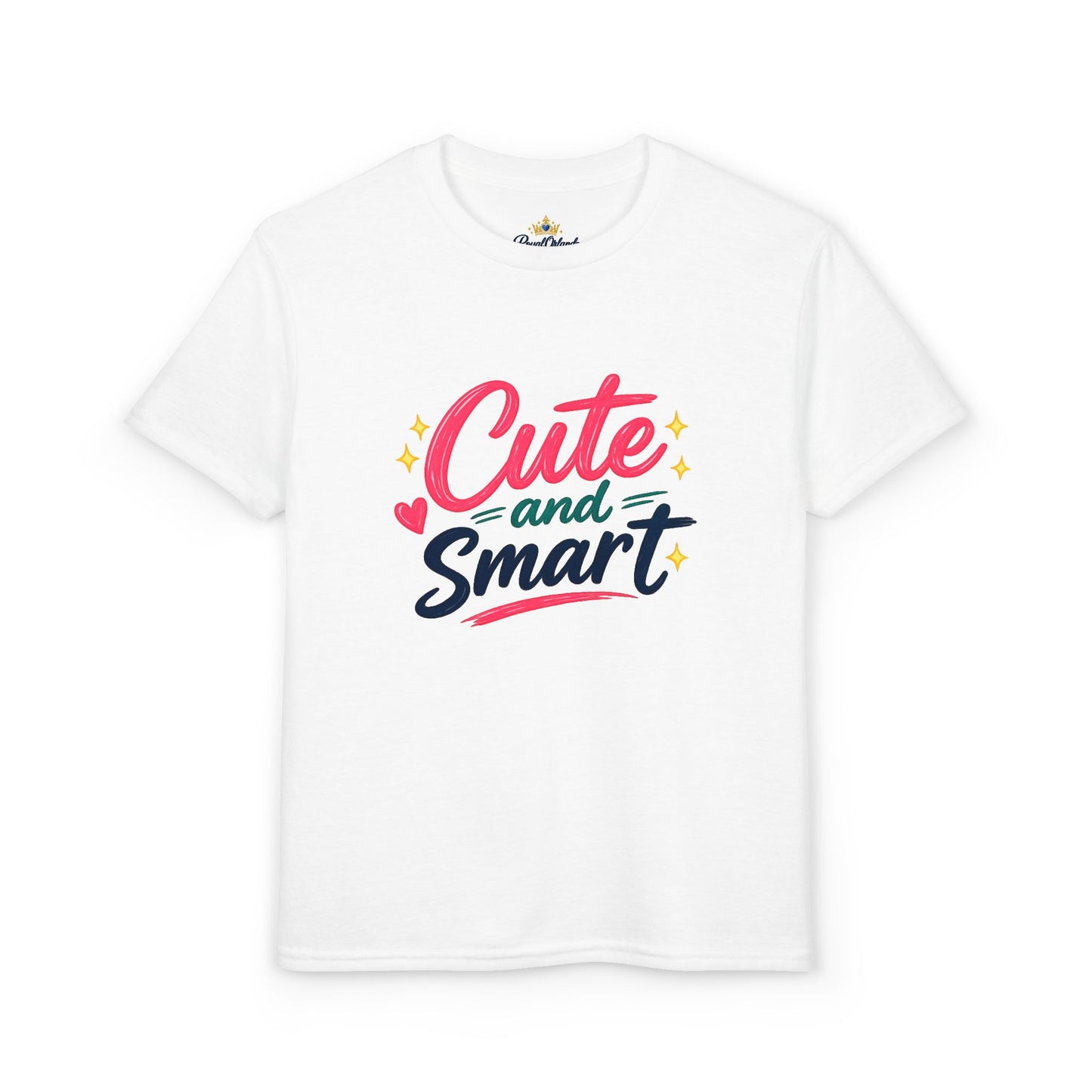 Cute and Smart Youth T-Shirt | Kids Typography Tee, Pink Navy Stars