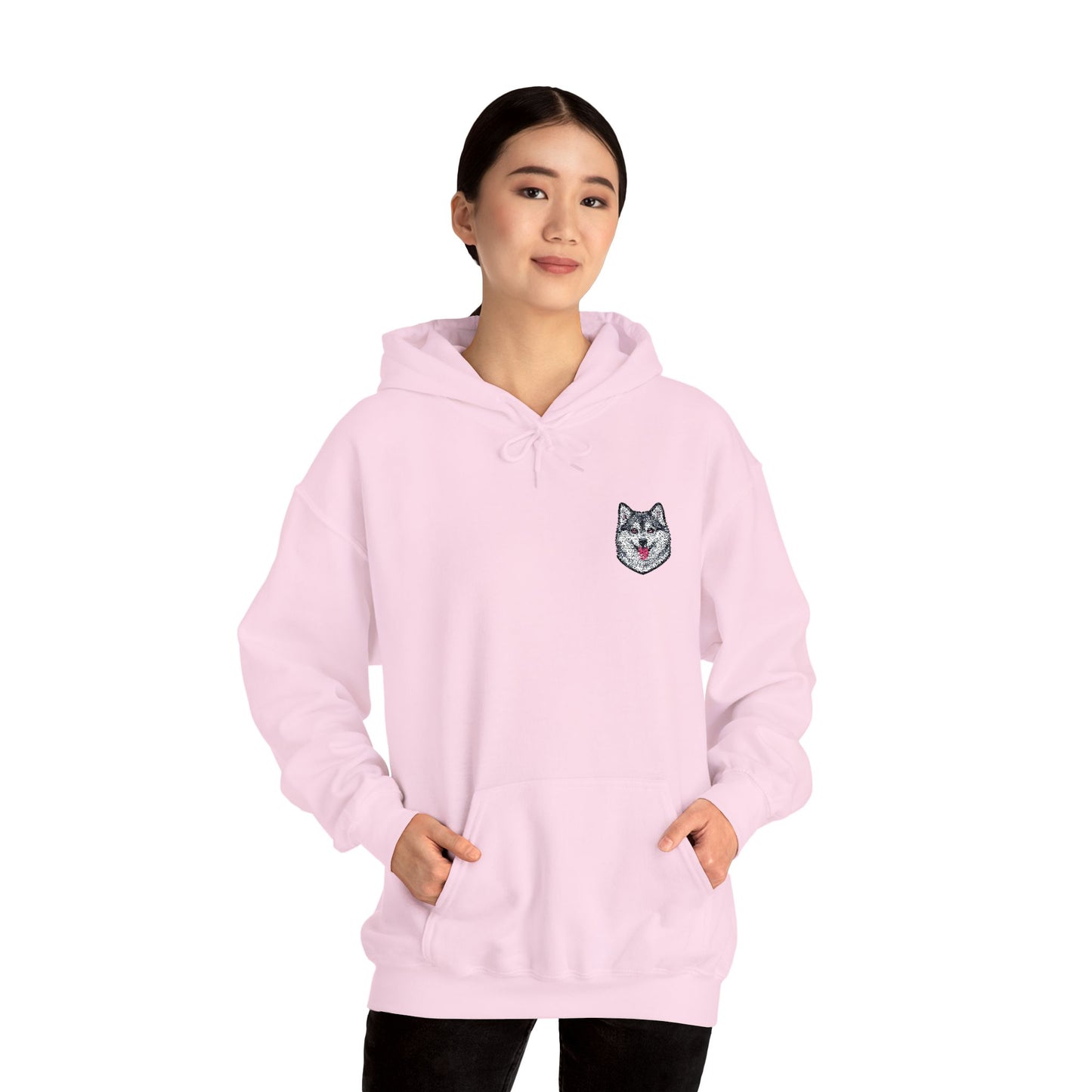 Alaskan Klee Kai embroidered design on hooded sweatshirt