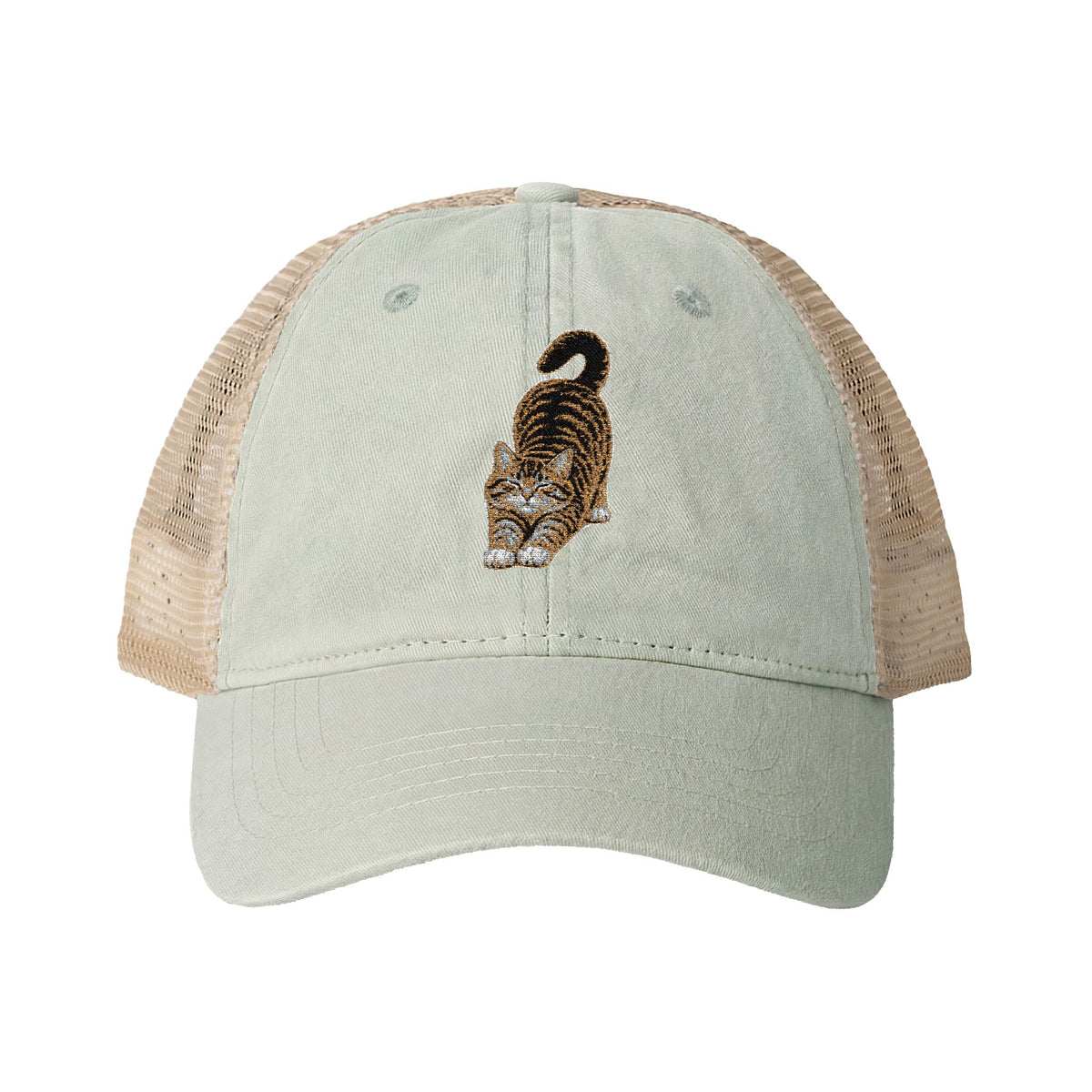 American Shorthair Embroidered Cat Women's Washed Mesh-Back Cap