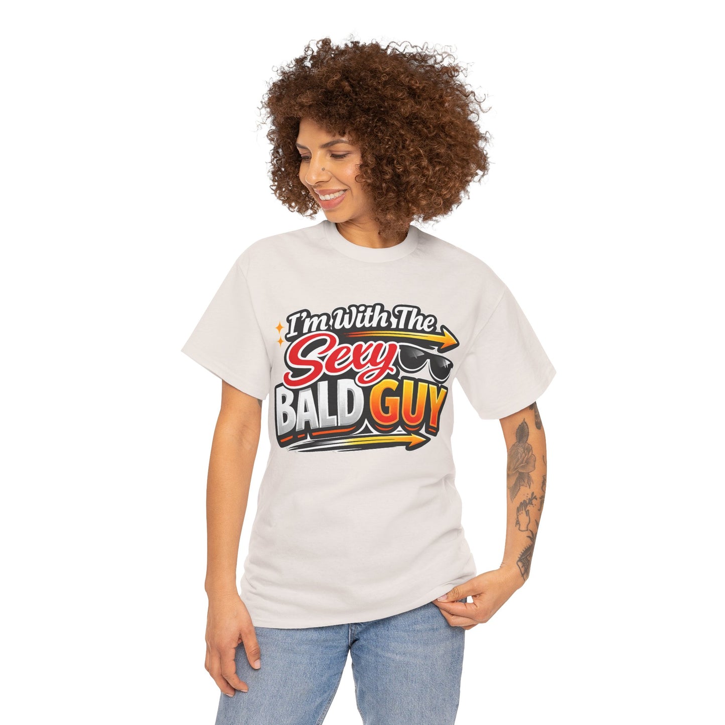 I'm With The Sexy Bald Guy T-Shirt | Funny Novelty Shirt, Sunglasses Graphic