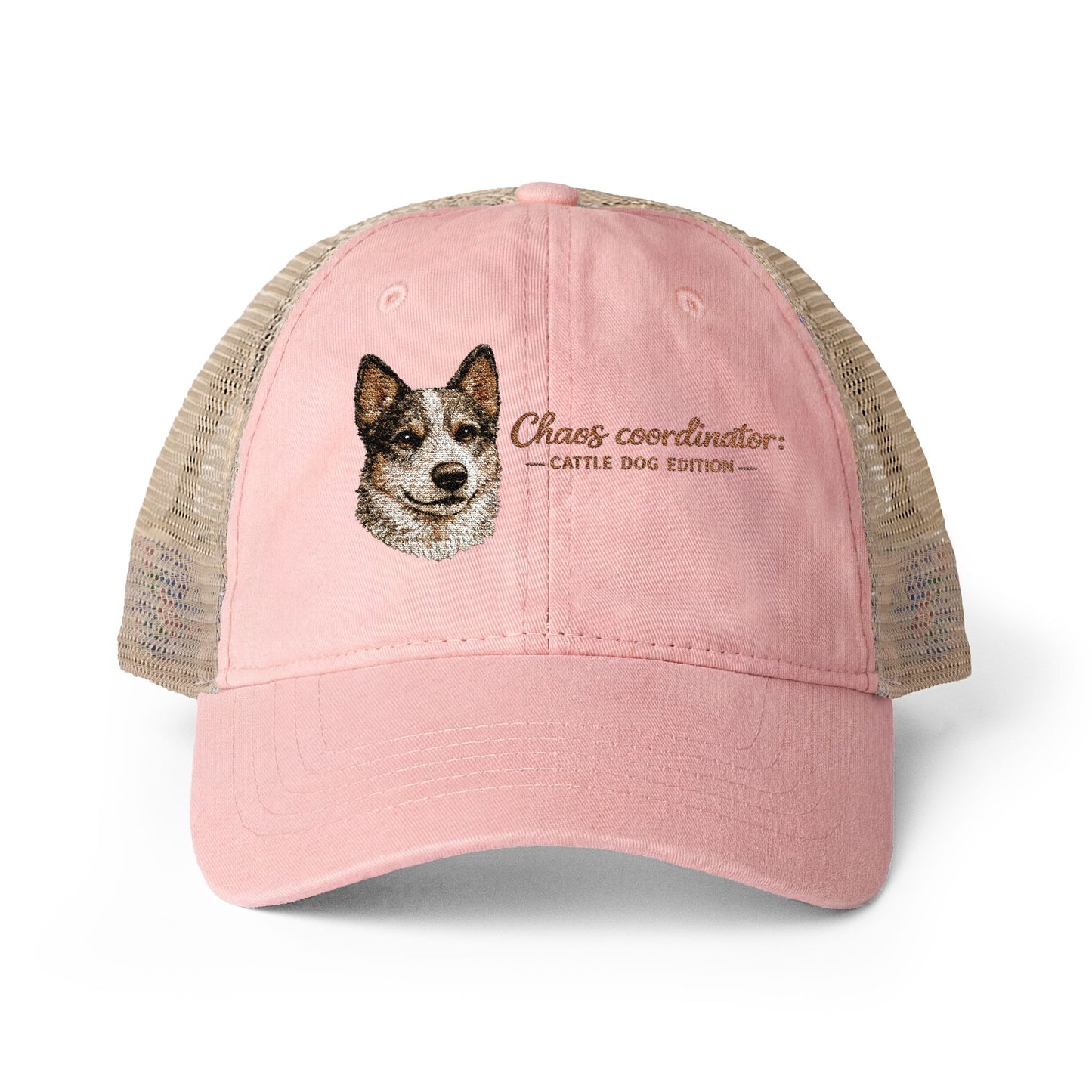 Women's funny Washed Mesh-Back Cap Chaos Coordinator embroidered Cattle Dog Edition hat