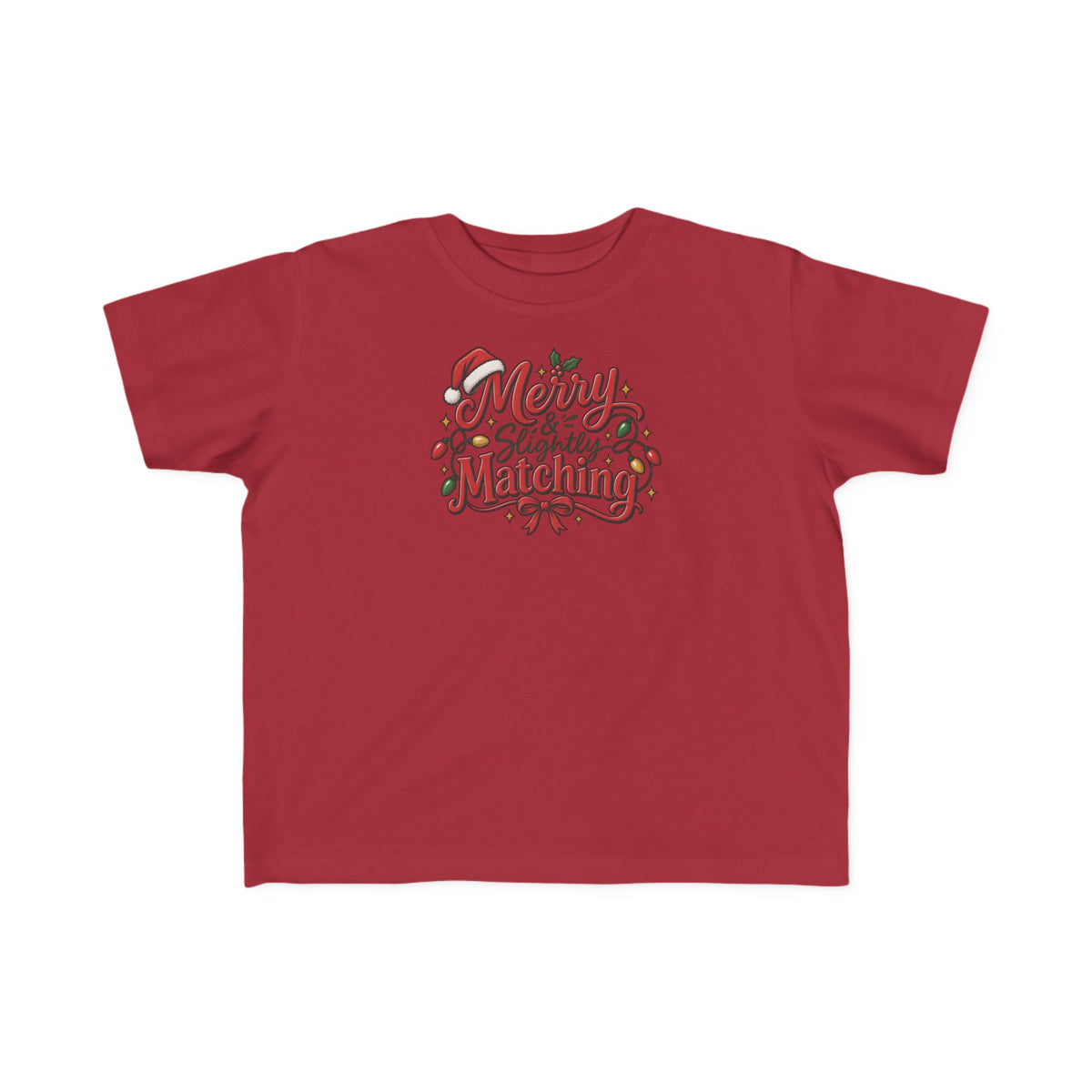 Toddler Christmas Tee – “Merry & Slightly Matching” Holiday Shirt friends or family matching tee