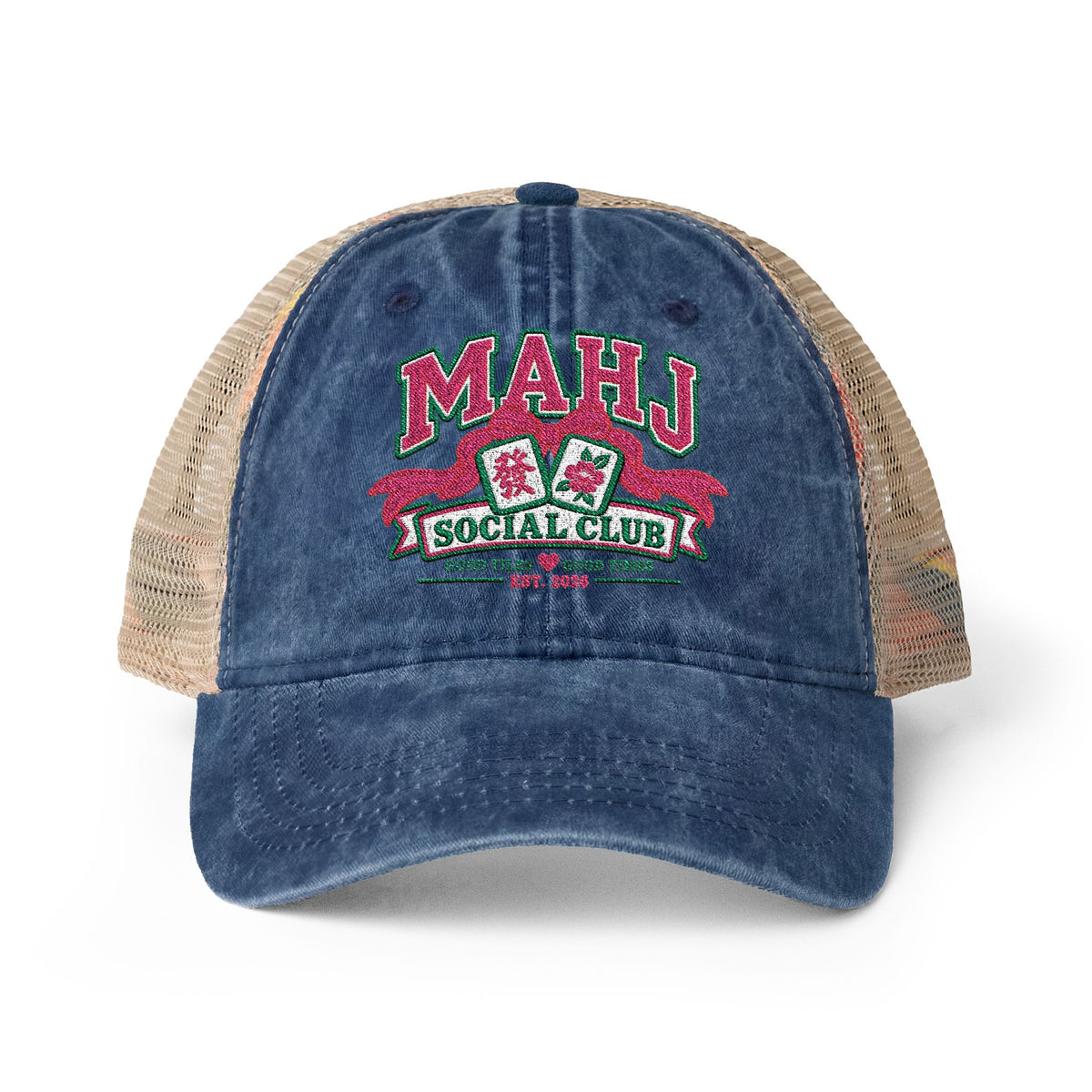 Mahj Women's Washed Mesh-Back Cap- Mah Jong hat