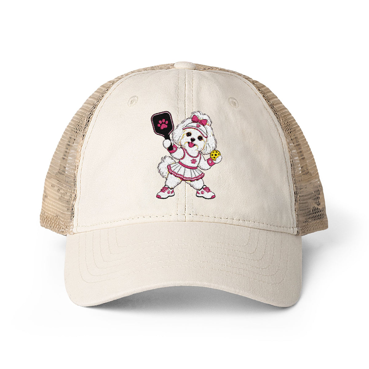 Pickleball Maltese Women's Washed Mesh-Back Cap
