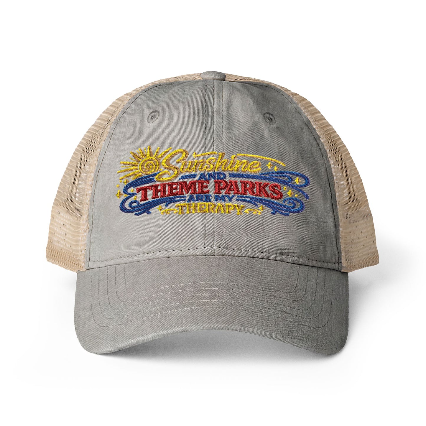 Women's Washed Mesh-Back Cap Sunshine and theme parks are my therapy vacation hat