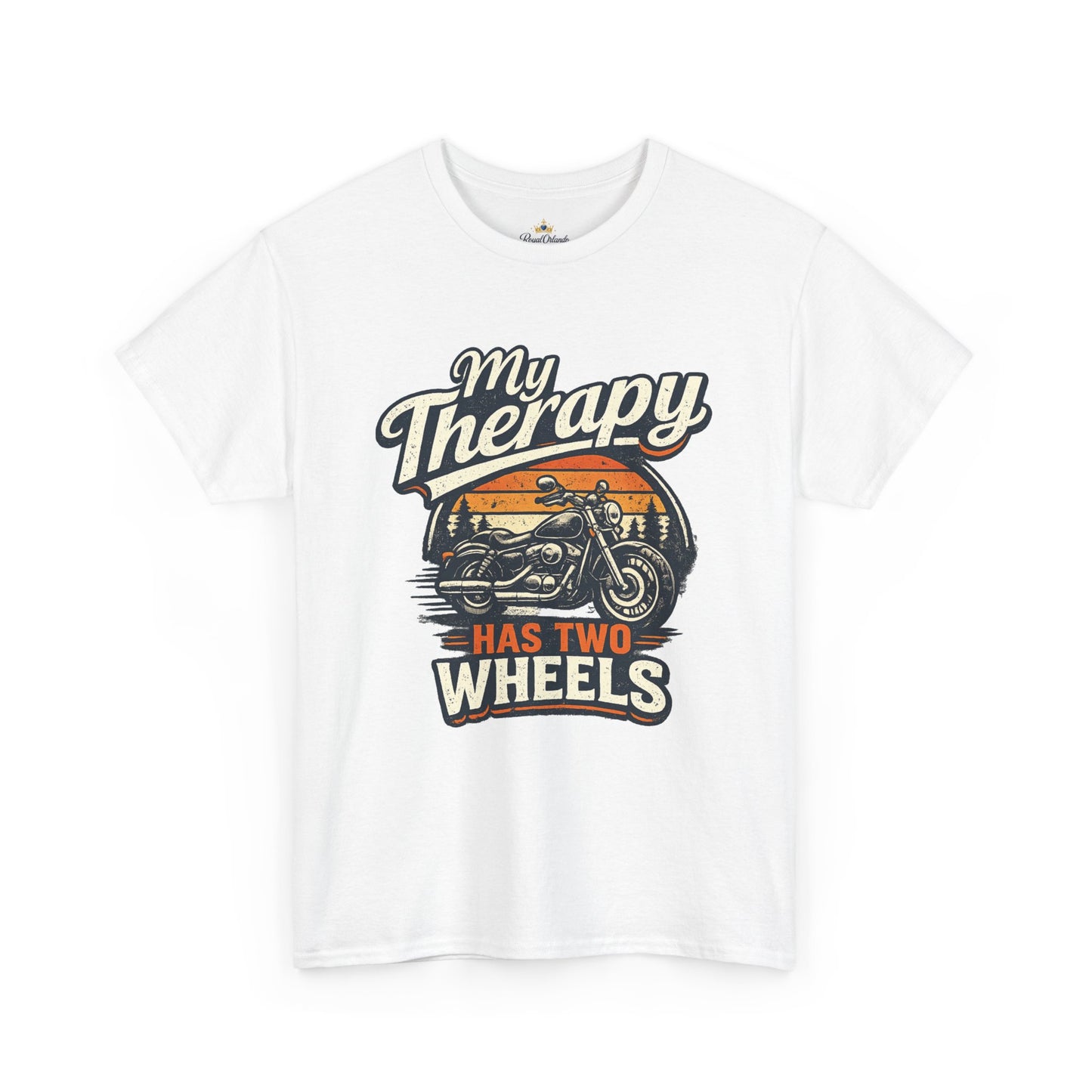My Therapy Has Two Wheels Motorcycle Tee | Biker Riding Sunset Design