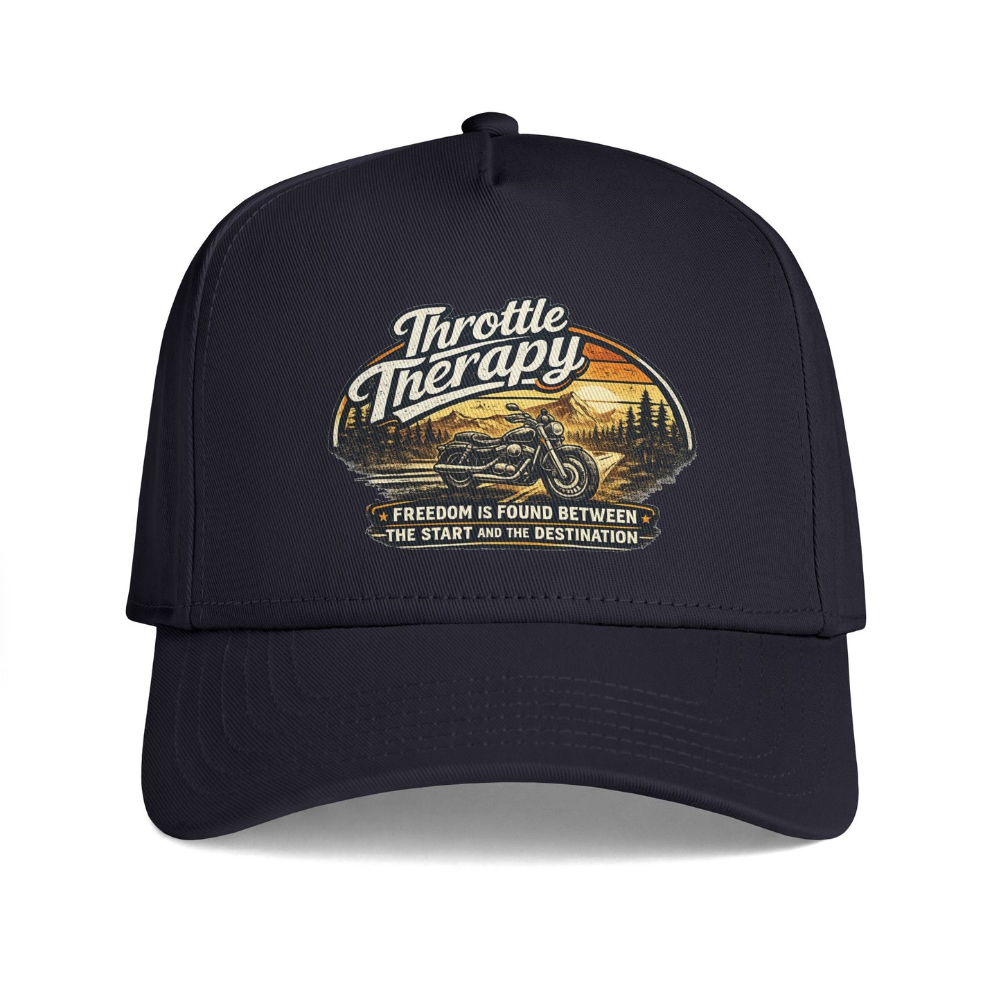 Throttle Therapy motorcycle cap | Freedom is found between the start and the destination