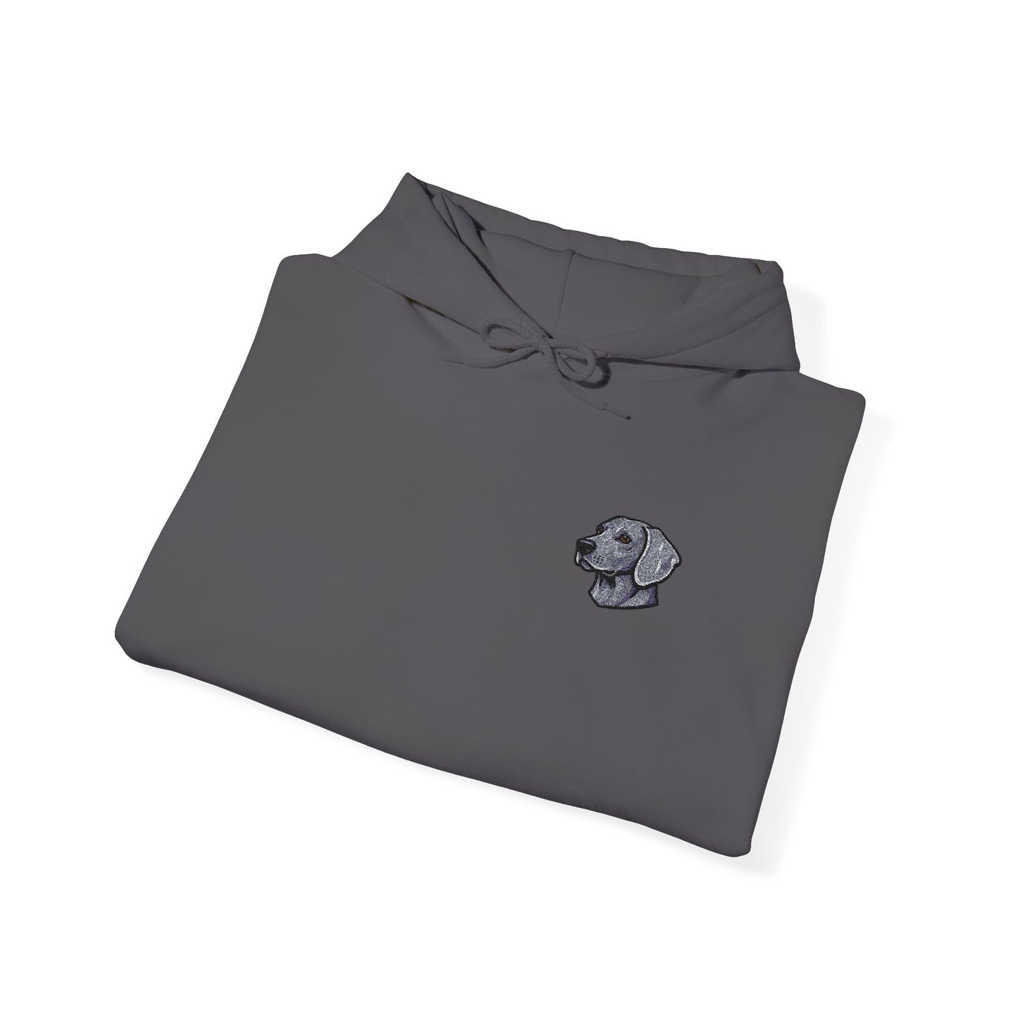 Weimaraner embroidered design on hooded sweatshirt