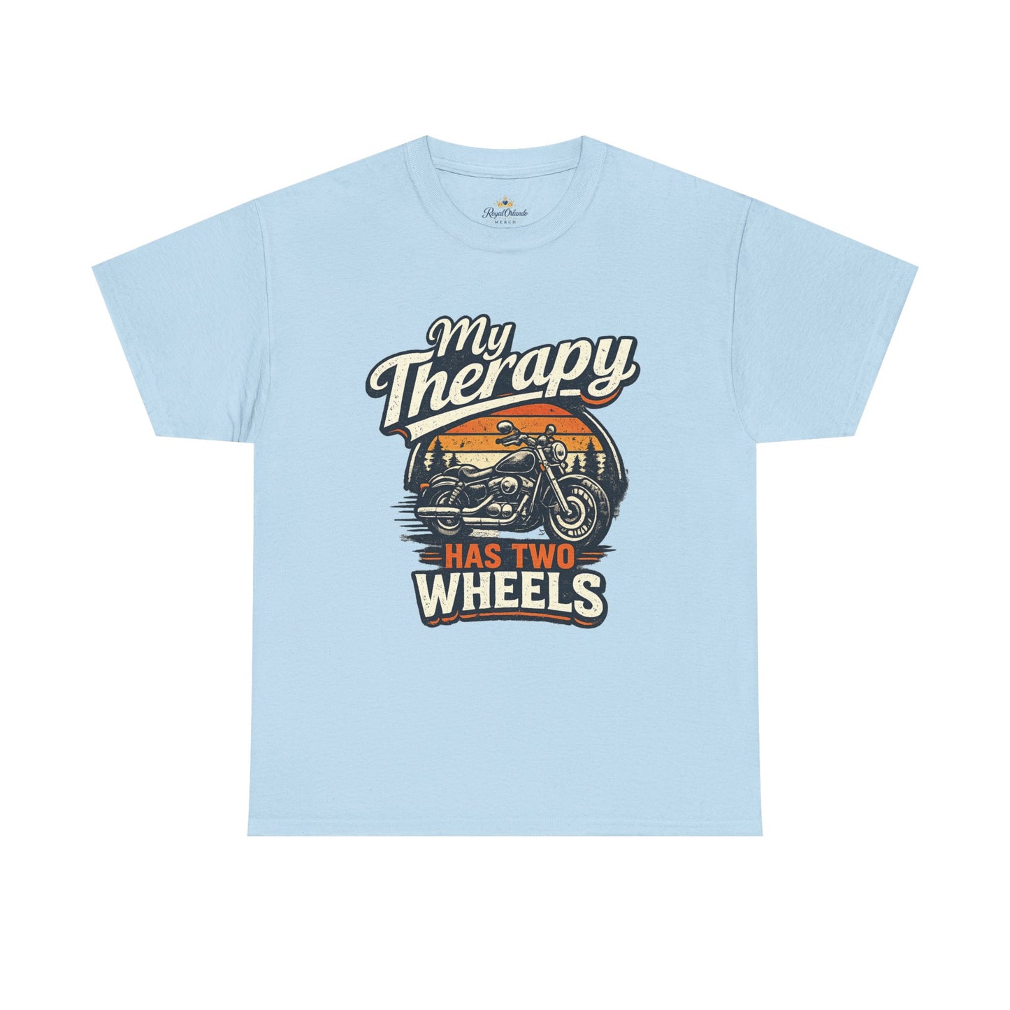 My Therapy Has Two Wheels Motorcycle Tee | Biker Riding Sunset Design