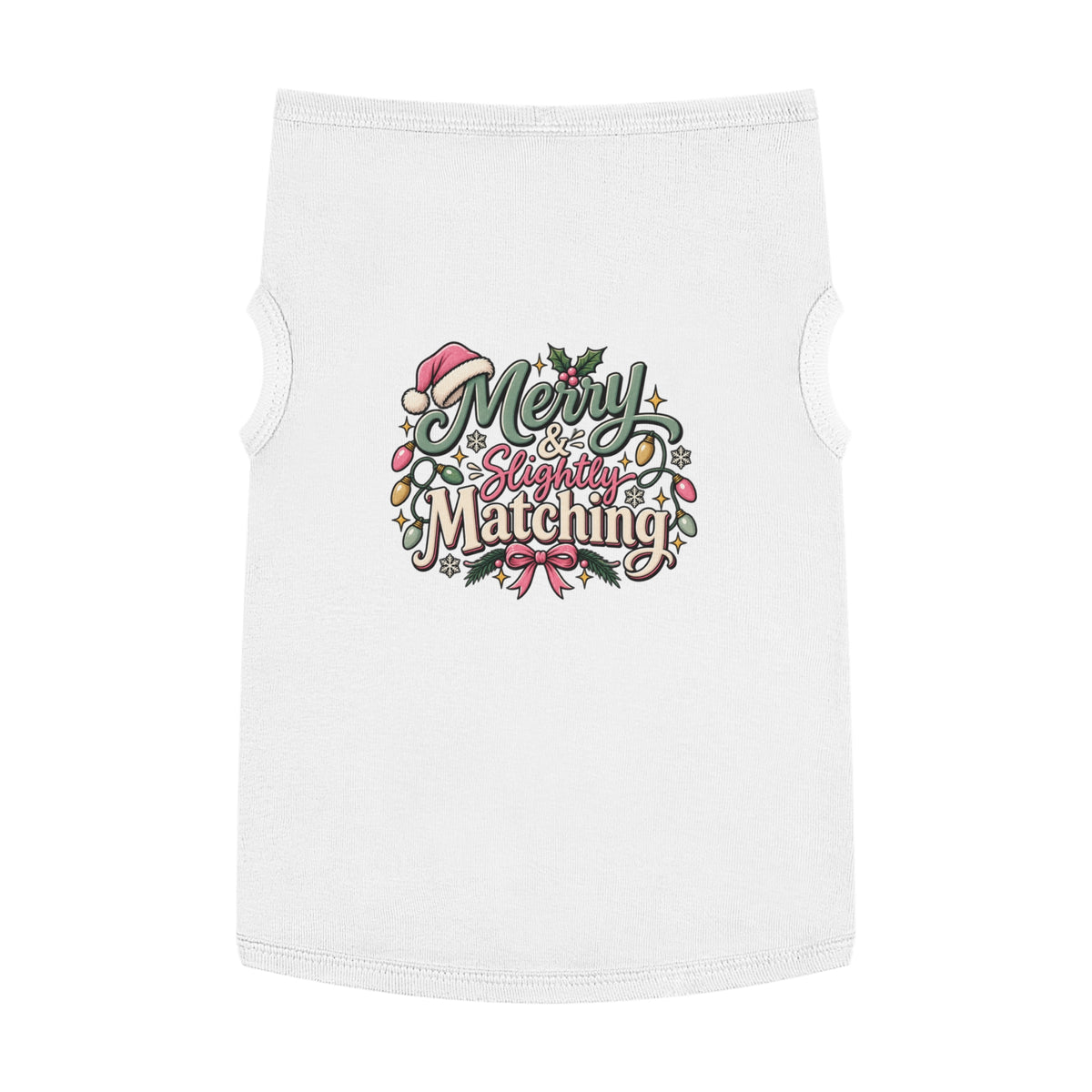 Merry & Slightly Matching Pet Tank Top — Holiday Dog Tee- Part of friends or family matching holiday tee set