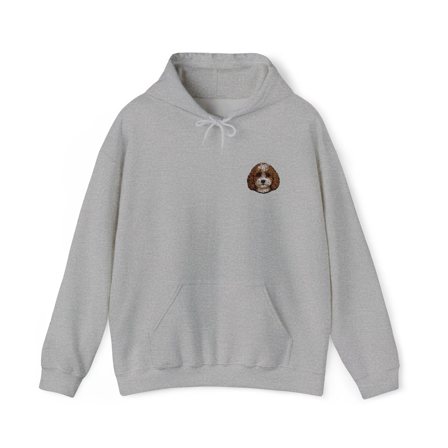 Cavapoo embroidered design on hooded sweatshirt