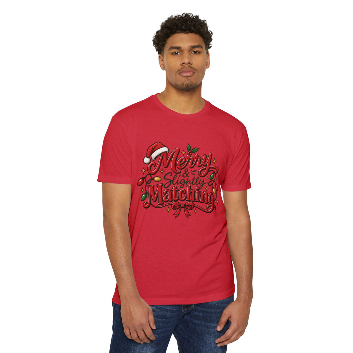 Merry & Slightly Matching Christmas T-Shirt- Family and Friends holiday pajama shirts