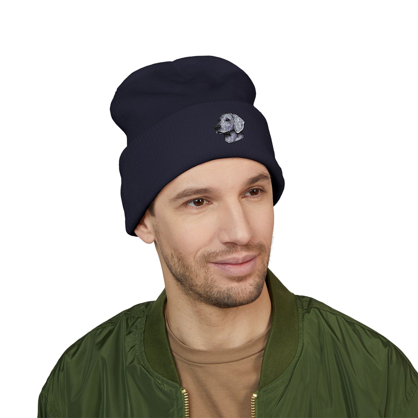 Weimaraner Embroidered Beanie | Cuffed Knit Hat