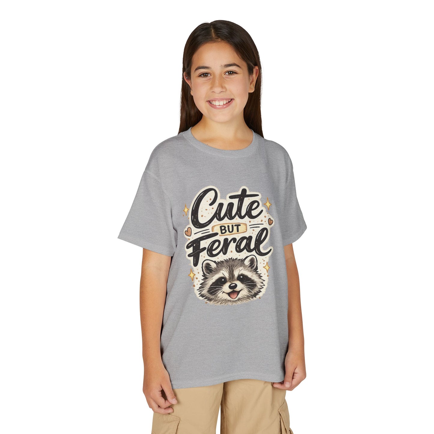 Cute but Feral Raccoon Youth T-Shirt | Kids Animal Graphic Tee