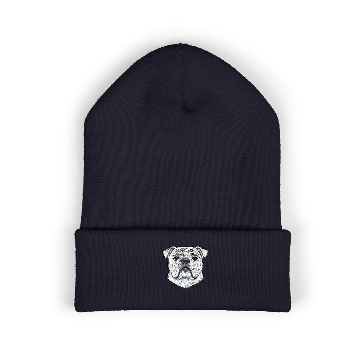 English Bulldog Embroidered Beanie | Cuffed Knit Hat