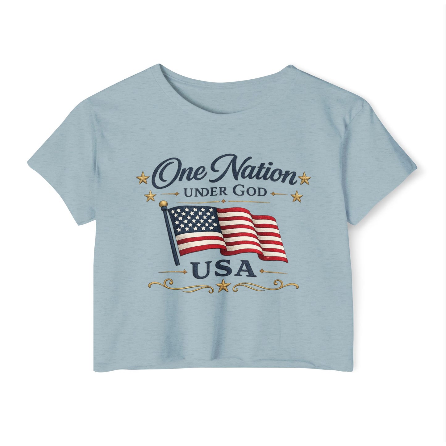 One Nation Under God USA Flag Crop Top | Patriotic American cropped Shirt