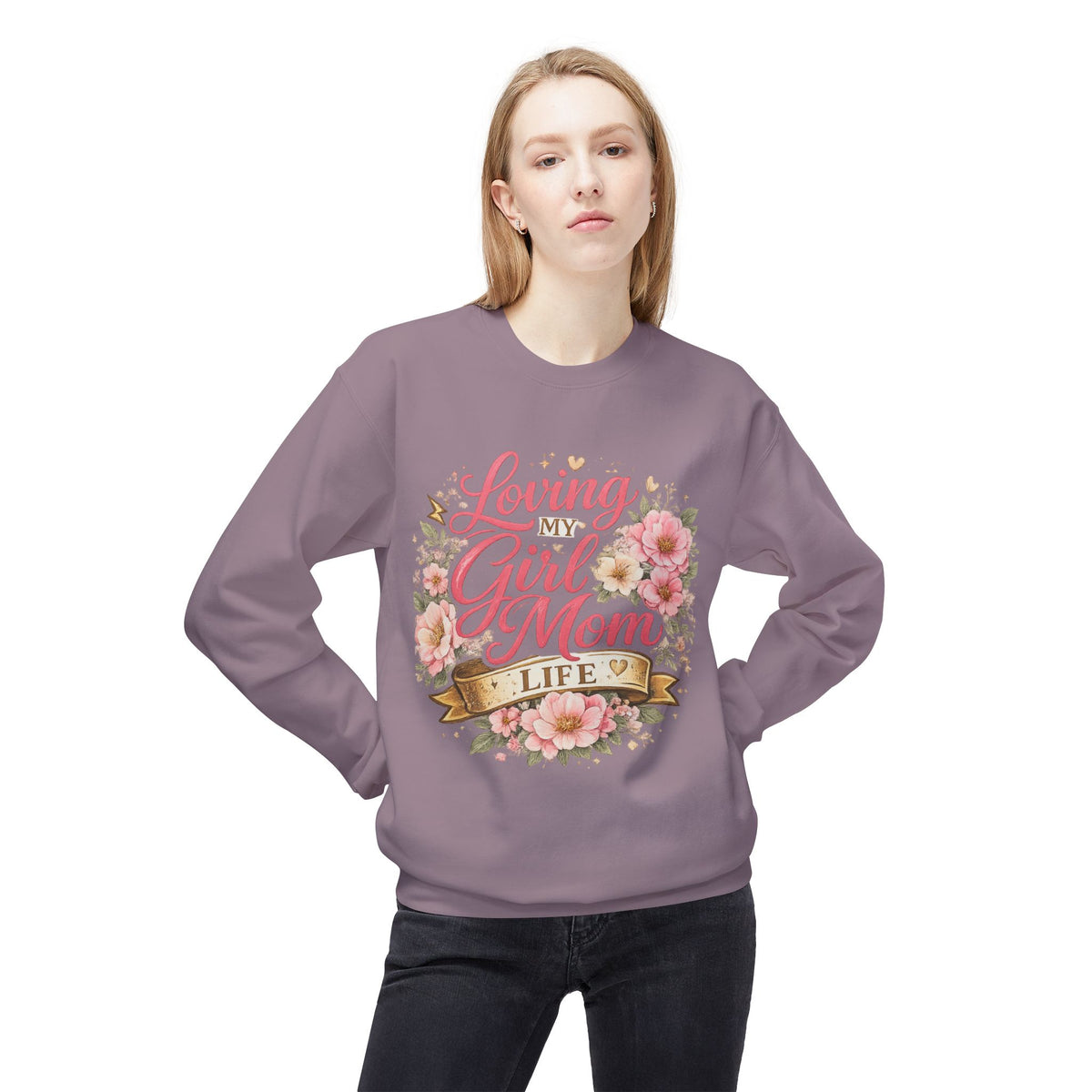 Loving My Girl Mom Life Sweatshirt | Floral Typography Mom Shirt Mother's Day