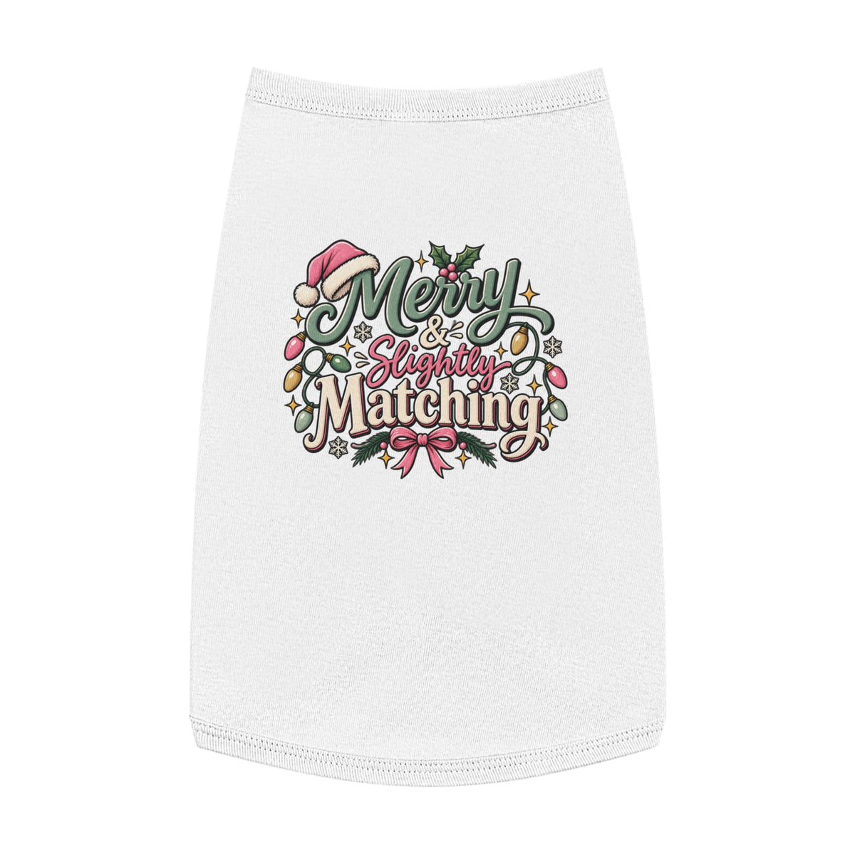 Merry & Slightly Matching Pet Tank Top — Holiday Dog Tee- Part of friends or family matching holiday tee set