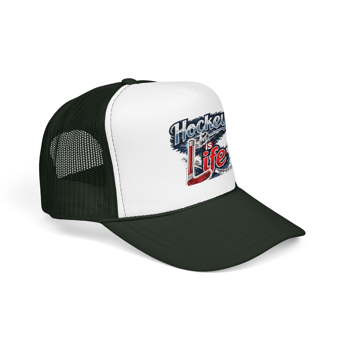 Hockey is Life Foam Trucker Hat | Hockey Text Patch Cap