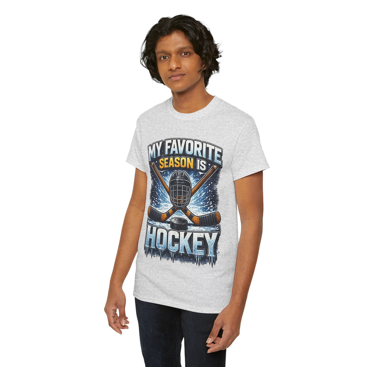 My Favorite Season Is Hockey T-Shirt | Ice Hockey Helmet & Sticks Tee
