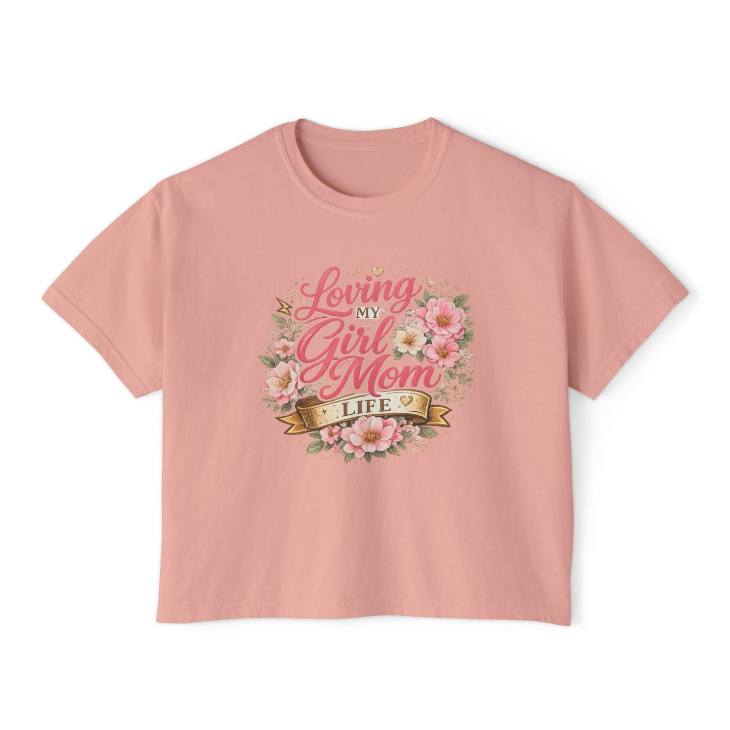 Loving My Girl Mom Life tee | Floral Mom Shirt, Motherhood Typography, boxy fit tee