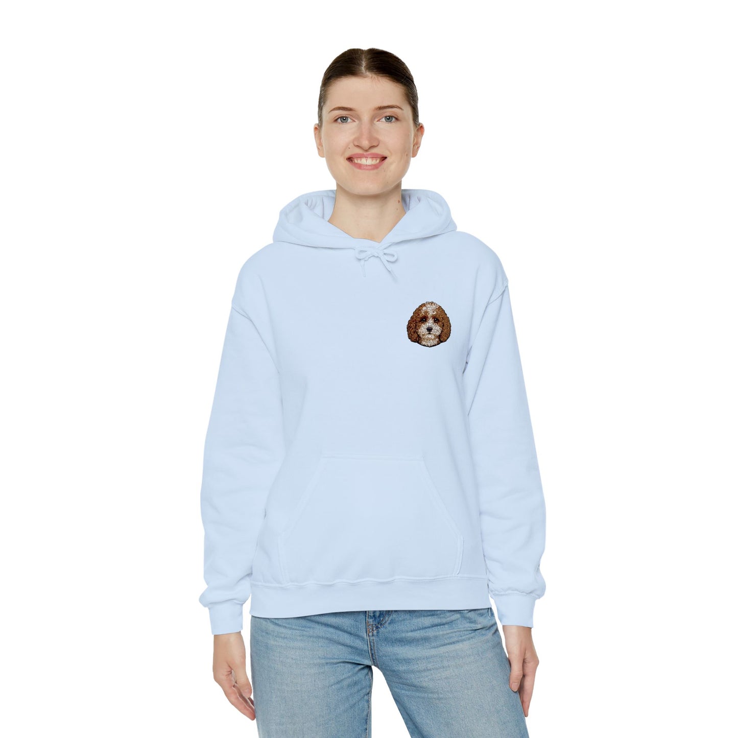 Cavapoo embroidered design on hooded sweatshirt