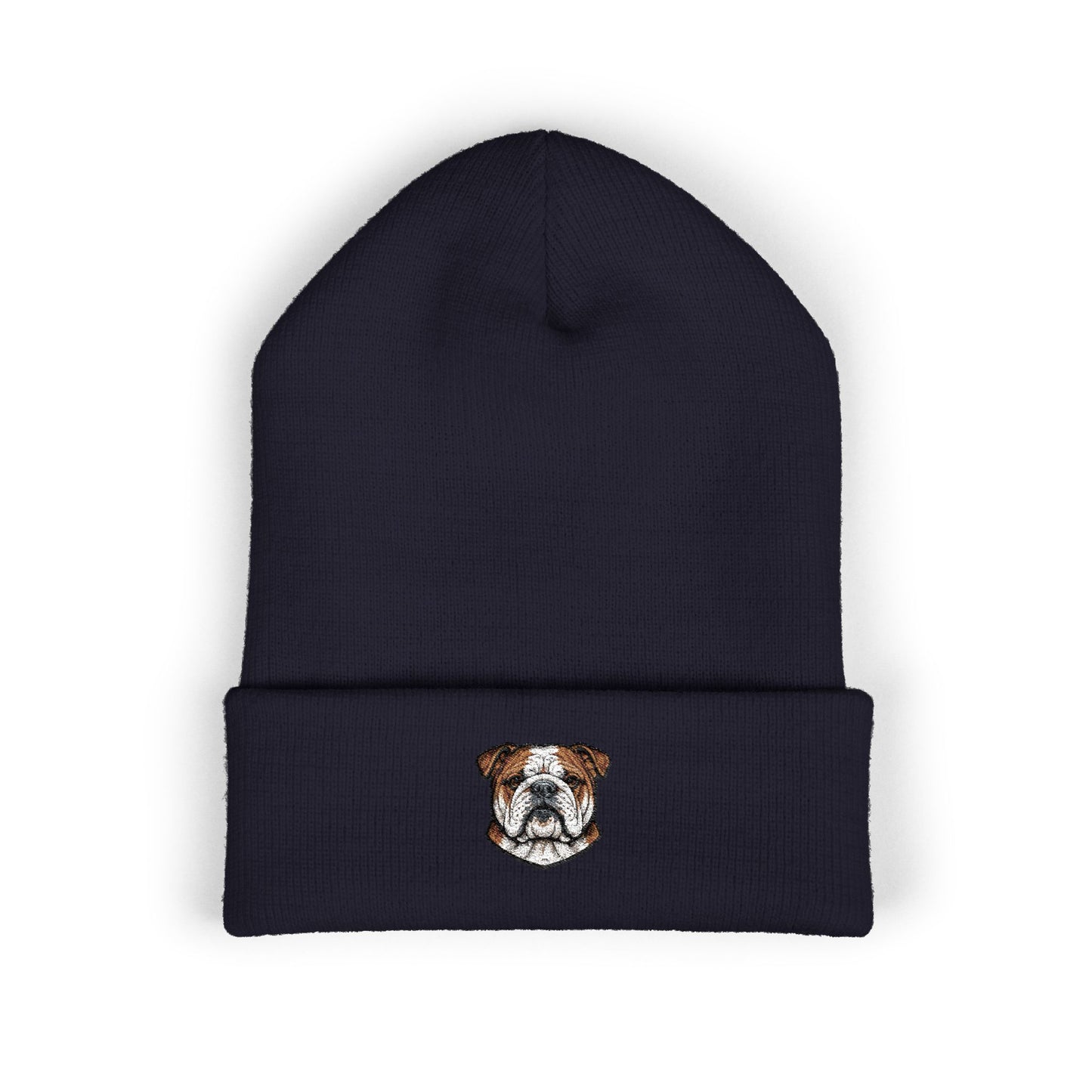 English Bulldog Embroidered Beanie | Cuffed Knit Hat