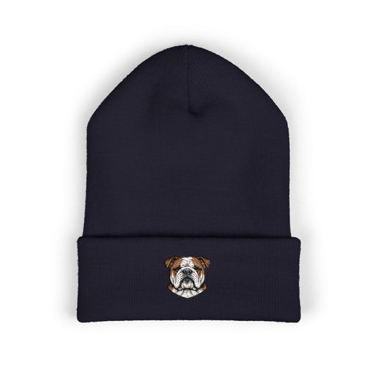 English Bulldog Embroidered Beanie | Cuffed Knit Hat