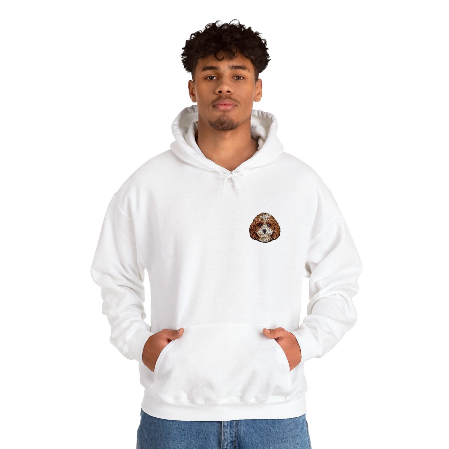 Cavapoo embroidered design on hooded sweatshirt
