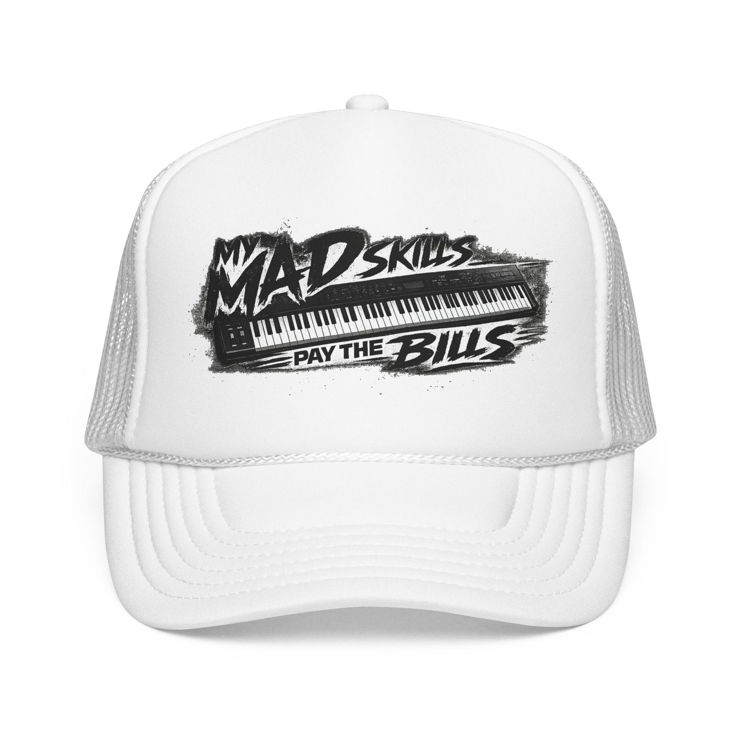 Mad Skills Piano Pay The Bills Trucker Hat | Musician Keyboard Logo Cap