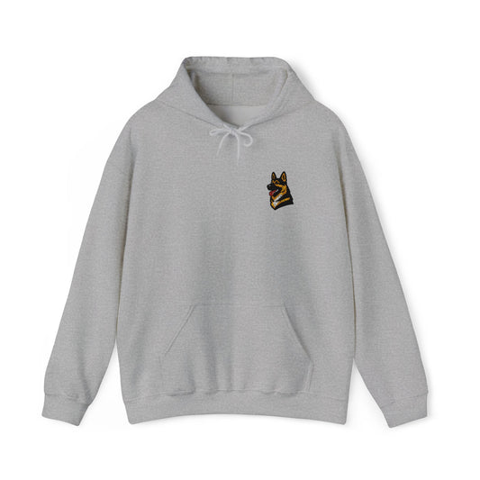 German Shepherd embroidered design on hooded sweatshirt