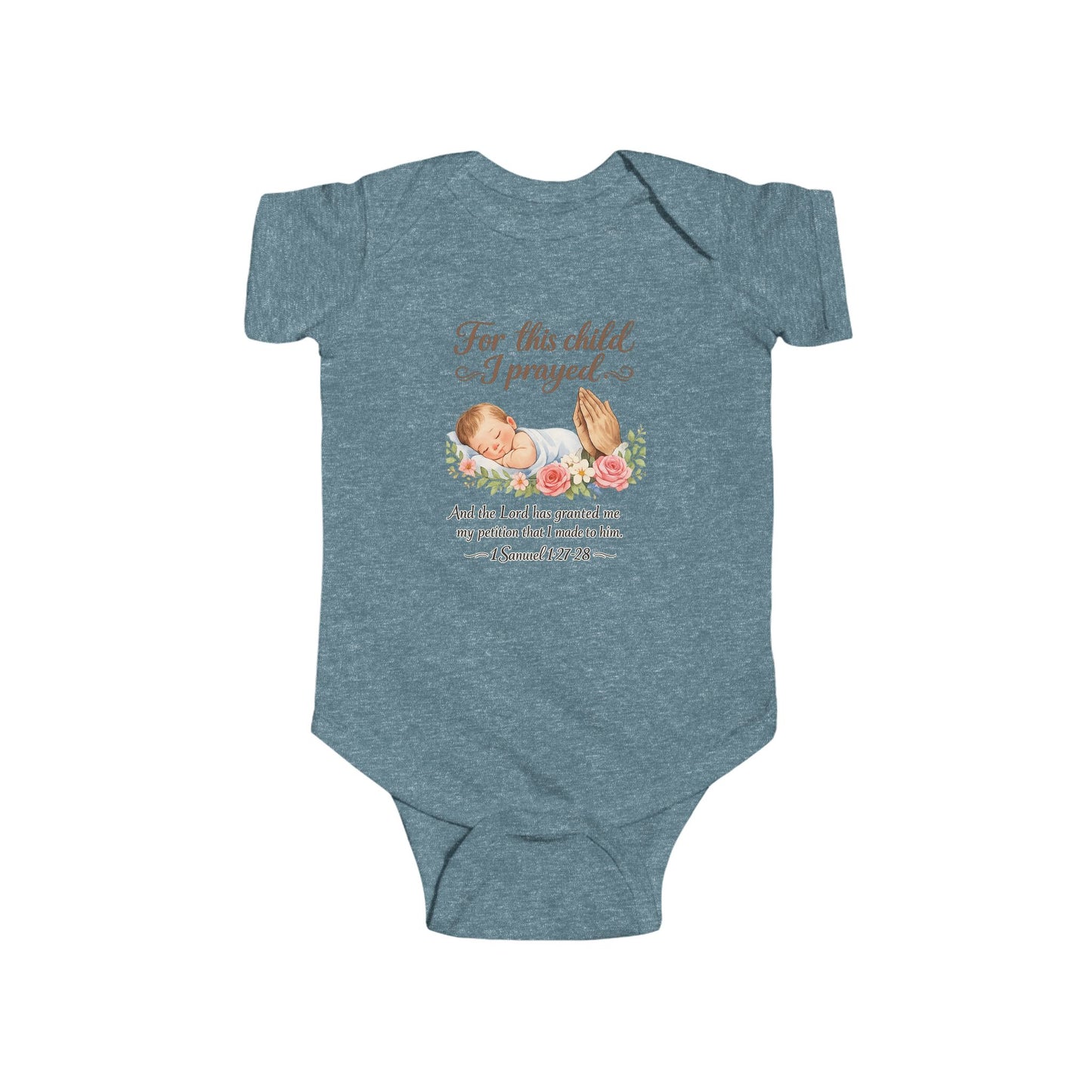 For This Child I Prayed infant bodysuit | Floral Scripture 1 Samuel 1