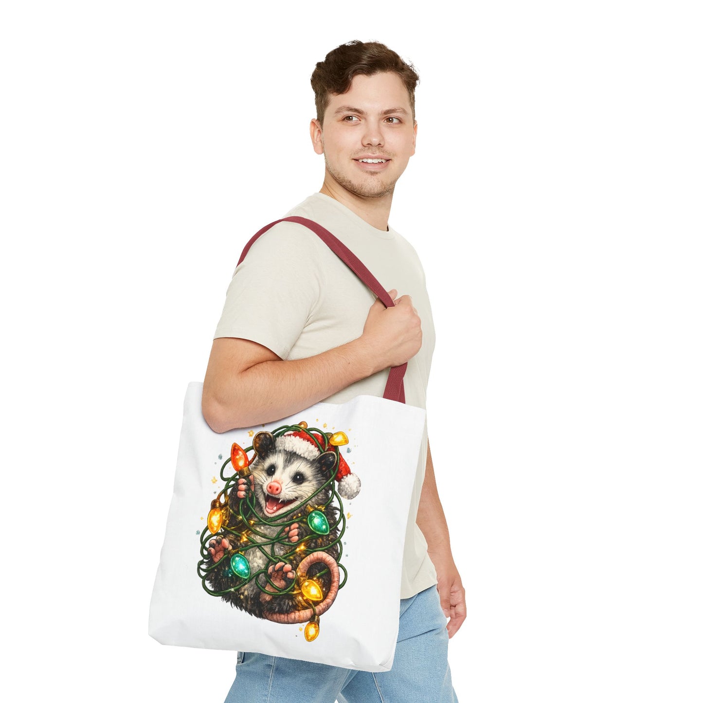 Christmas Opossum Tote Bag — Cute Holiday Animal Holiday Shopping Bag