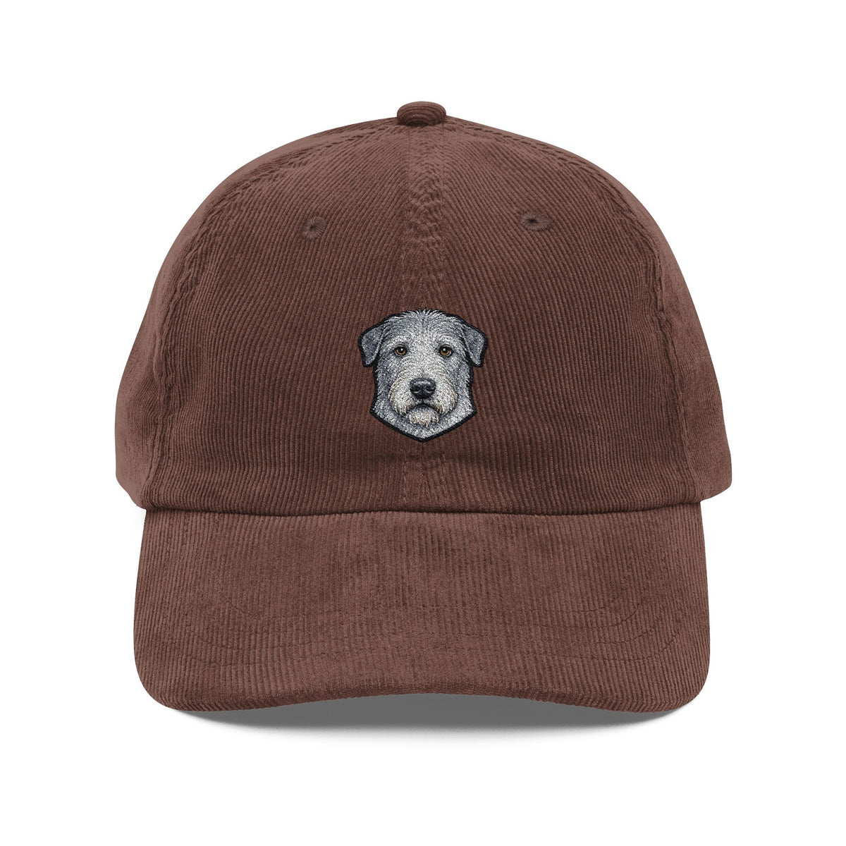 Embroidered Irish Wolfhound Dog Face Cap | Corduroy Baseball Hat
