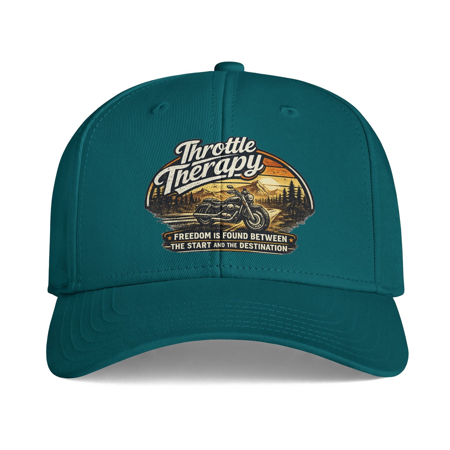 Throttle Therapy Motorcycle Adventure Hat | Vintage Biker Truck, Scenic Road