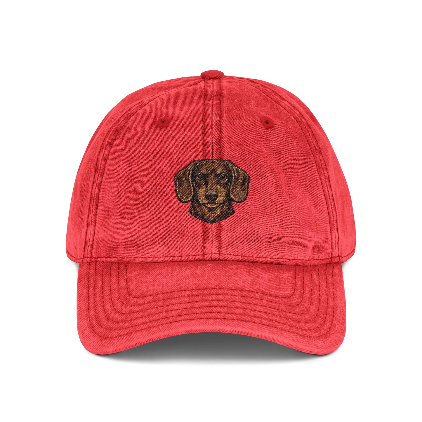 Embroidered Dachshund Head Cap | Vintage Distressed Baseball Hat